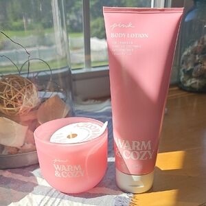 PINK Victoria's Secret Warm & Cozy Body Lotion and Candle Set